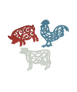 Zeckos Set of 3 Cast Iron Farm Animal Kitchen Trivets Decorative Wall Ha... - £31.33 GBP