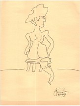 Stylo Dessin Sur Papier Nu Femme Étude Par Connu &#39;Artiste - $98.00