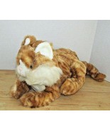 Dan Dee Tabby Cat Fat Plush Kitten Lying Orange White aqua blue eyes 13&quot; - $12.46