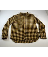 Eddie Bauer Men&#39;s Yellow Black Button Up Flannel Long Sleeve Shirt in Si... - £9.28 GBP