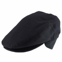 Trendy Apparel Shop Men&#39;s Wool Blend Elastic Ribbed Ear Flap Ivy Cap - Black - L - £23.44 GBP