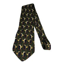 Men&#39;s Neck Tie Green Blue Red Gold &amp; White Geometric Squares 100% Silk U... - $167.40 MXN