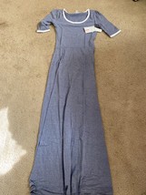 LuLaRoe Ana Maxi Dress NEW Solid Blue Ringer Floor length Maxi Unicorn XS XSmall - £20.29 GBP