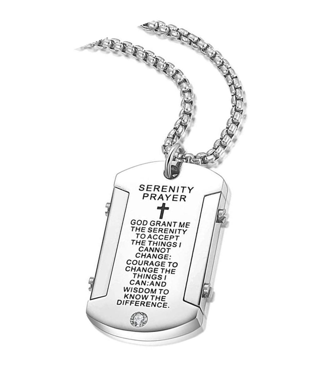 God Grant Me Serenity Prayer Strength Necklace Men&#39;s 22 - $41.58