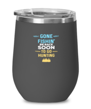 Wine Glass Tumbler Stainless Steel Funny gone fishin&#39; be back soon to go  - £26.33 GBP
