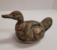 Vintage Antique Cast Iron Spatterware Duck Bird Trinket Box 2 Pc Made in Japan - £71.21 GBP