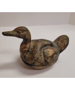 Vintage Antique Cast Iron Spatterware Duck Bird Trinket Box 2 Pc Made in... - £69.91 GBP