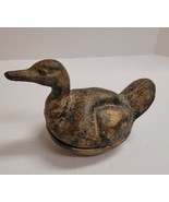 Vintage Antique Cast Iron Spatterware Duck Bird Trinket Box 2 Pc Made in... - £66.94 GBP