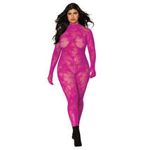Dreamgirl Gloved Lace Bodystocking With Keyhole Back Azalea Queen Size - £26.06 GBP