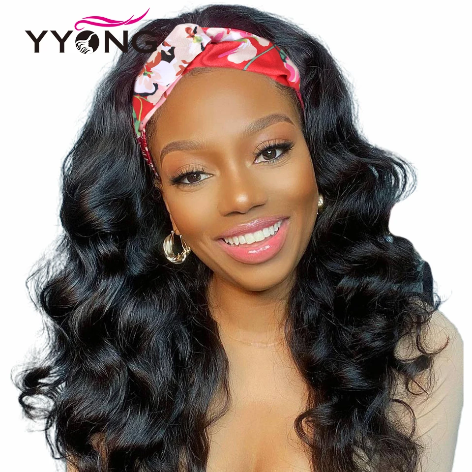 Body wave Headband Wig Human Hair Wigs For Black Women Brazilian Scarf W - £27.39 GBP+