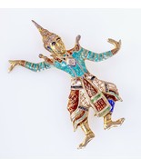 Gorgeous Sterling Silver Large Enamel Siam Dancer Brooch - $1,314.51 MXN