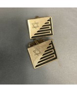 VINTAGE MEN&#39;S GOLD TONE CUFFLINKS MR. TARA STAR OF DAVID JUDAICA - $20.30 CAD