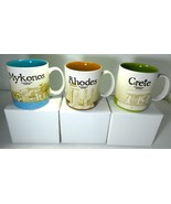 Starbucks 3 City Coffee Mugs Mykonos-Rhodes-Crete 16 oz Icon Series, New - $275.00