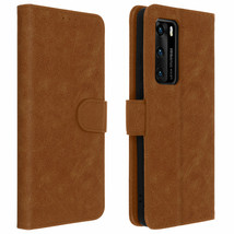 Flip wallet case, magnetic cover with stand for Huawei P40 – Brown - $13.46