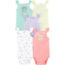 Carters 5 Pack Bodysuits Girls Summer Neon Size Newborn 3 or 6 Months - £4.74 GBP
