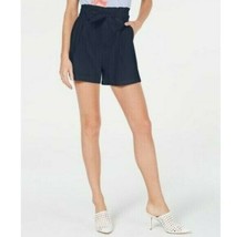 INC Women XS Deep Twilight Blue Pocket Paper Bag Tie Front Linen Shorts NWT - £14.60 GBP