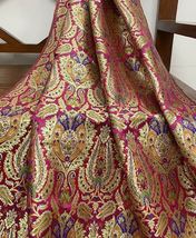 India Banarasi Brocade Fabric Pink & Gold Fabric Wedding Dress Fabric, - NF346 - £16.19 GBP - £19.74 GBP