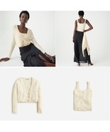 New J Crew Women Sweater Tank Set Ivory Sz L Cable Knit Long Sleeve Ivor... - $49.99