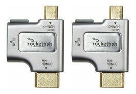 NEW 2-PACK Rocketfish Micro-HDMI-D &amp; Mini-HDMI-C to HDMI Cable Adapter 4... - £7.36 GBP