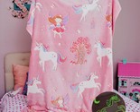 Glow In The Dark Unicorn Blanket For Girls  Soft Pink Fleece Throw. Grea... - $59.84