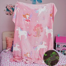 Glow In The Dark Unicorn Blanket For Girls  Soft Pink Fleece Throw. Grea... - £49.32 GBP