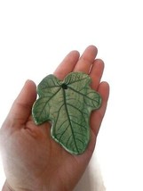 Big Handmade Ceramic Fig Leaf Pendant For Necklace Jewelry Making Artisan Charms - £21.76 GBP