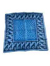 Vintage Vera Neumann Blue Scarf Multi Shade Blue Abstract Rolled Hem 23&quot; Square - £23.02 GBP