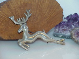 Vintg Sterling Silver Running Reindeer Deer Pin Signed Ave Juarez Prieta... - £110.52 GBP