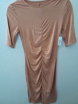 Daily Ritual Women&#39;s Jersey Ruched Front Half Sleeve Carmel Color Dress ... - $17.00
