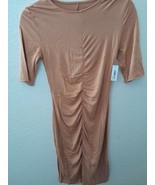 Daily Ritual Women&#39;s Jersey Ruched Front Half Sleeve Carmel Color Dress ... - $23.32 CAD