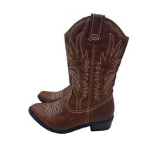 Stevies Steve Madden Cowboy Western Boots Faux Vegan Brown Tall Girls Kids 3 - $19.79