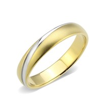 Two Tone Gold &amp; Silver Color 4mm Band Stainless Steel Women&#39;s Wedding Ring - £39.16 GBP