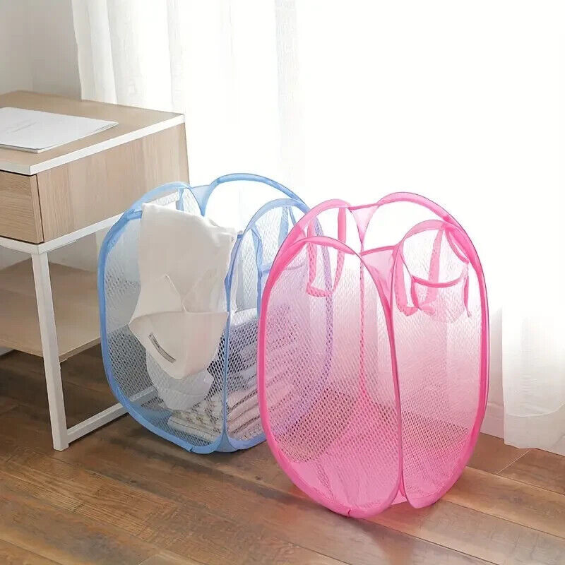 2 Pc Multi Purpose Pop-Up Mesh Laundry Hamper Basket Fits Anywhere Toys ... - $10.84