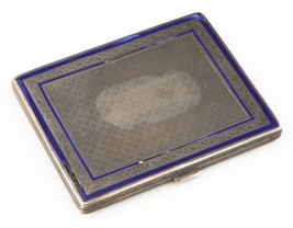Vintage Silver &amp; Enamel Snuff Box / Cigarette Case 102.8 Grams, Monogram... - €207,08 EUR
