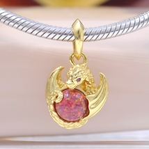  14k Gold-plated Game of Thrones Dragon Fire Dangle Charm - £14.00 GBP