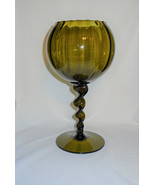 Empoli Pedestal Bowl Twisted Stem Art Glass Mid Century Italy  11&quot; Home ... - $59.40