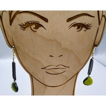 Moss Green Crystal Dangle Earrings, Rounded Triangle Drops from Multiple Dark - £30.92 GBP