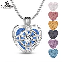 Colorful Heart Lava Stone Essential Oil Diffuser Necklace Aromatherapy Jewelry M - £16.88 GBP