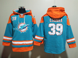 Larry Csonka Dolphins Aqua Lace-Up Pullover Jersey Hoodie  - $59.25