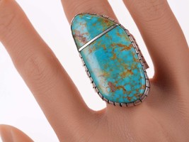 sz12.5 Huge Southwestern Sterling and turquoise ring - £209.67 GBP