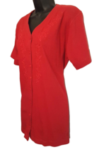 Lauren Brooke Embroidered Red Blouse size Small Baseball Style Shirt Wom... - £12.38 GBP
