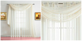 16&quot; Long Sheer Curtain Valance Window / Scarf Great Value - Beige - P02 - £20.31 GBP