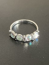 Ab Crystal Silver Plated Woman Ring Size 7 - $6.93