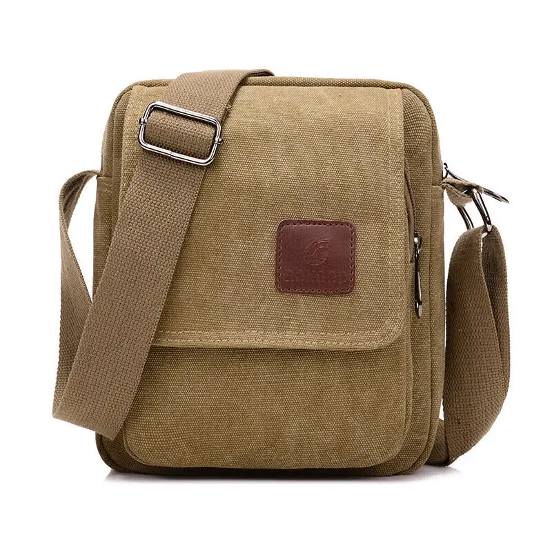 Men&#39;s Casual Style Canvas Shoulder Messenger Bags Multi-pocket with lid ... - £21.71 GBP