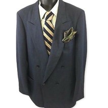 Hardy Amies Pinstripe Double Breasted Sport Coat Size 42L Dark Navy Blue - £8.51 GBP