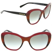 Coach HC8204 54458E Cat Eye Sunglasses Cognac Varsity Stripe/Green Gradi... - $1,305.21 MXN