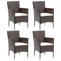 Outdoor Garden Patio 4 pcs Poly Rattan Brown Dining Lounge Chairs With C... - £274.93 GBP
