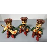 Vtg Colorful Hand Painted Wooden Rajasthani Musician Figurines 3 Pc Indian - $26.03