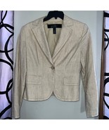 Apostrophe Women&#39;s Blazer Jacket Size 4 Cream Tan Dressy One Button Linen - $511.26 MXN