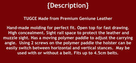 Fits Baby Desert Eagle II 9/40/45 COM 3.64”BBL Leather Paddle Holster #1235# RH image 9